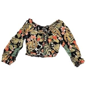Angie Hawaiian Print Crop Top Size Small